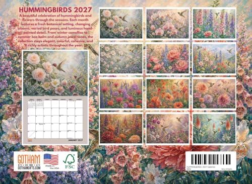 Hummingbirds Floral Art Botanical Garden Birds 2027 Calendar