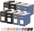 Oterri Portable Collapsible Cardboard File Box with Handle for Letter-Size | 8-Pack. Stainless Steel Handle. Label Stickers Included. Fits Letter Folders (Not Included). Home, Office, School, Dorm, Tax.