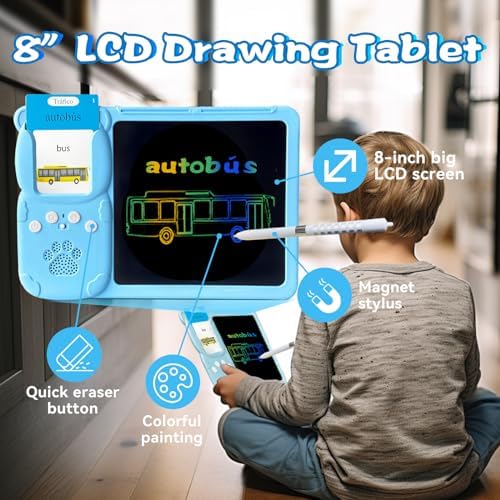 Talking Flash Cards with Writing Tablet - Spanish English, Blue