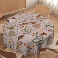Rustic Forest Tablecloth, Pink Woodland Wild Animal Hare Squirrel Owl Snail Flowers Mushroom Table Cloth for Home Kitchen Dining Outdoor Patio Wedding Decor, 60x60in