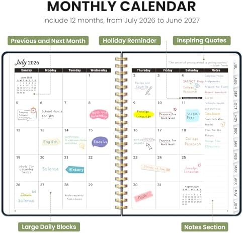 Large Planner 2026-2027, A4 (8.5" x 11") Hardcover Weekly & Monthly Planner July 2026 - June 2027 with Monthly Tabs, Academic Planner for School, Work and Office, Floral Dream