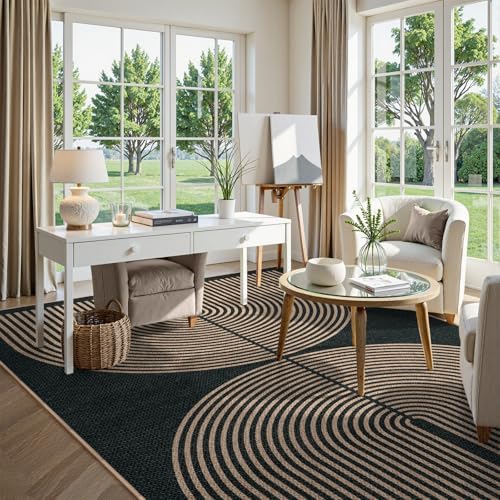 Lahome Modern Rainbow Easy Jute Rug, Washable Rugs 8x10 for Living Room