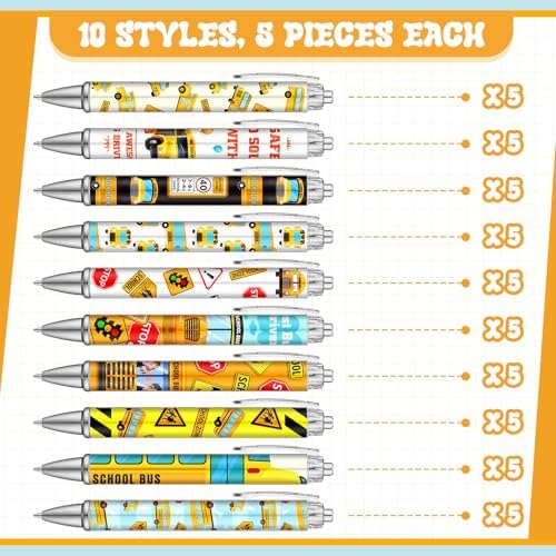 50 Pcs Bus Driver Pens Appreciation Gifts Bulk Funny Ballpoint Pens Motivational Inspirational Thank You Gift for Employee Coworker Student Office Supplies