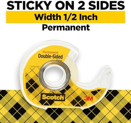 Scotch Permanent Double Sided Tape, Card Making and Holiday Scrapbooking Supplies, Alternative to Gift Wrap Tape for Wrapping Presents, 0.50 in. x 500 in., 6 Rolls with Dispensers