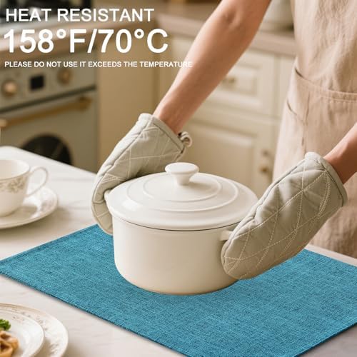 Homaxy Cloths Placemats for Dining Table Set of 6, 13" x 19", Teal