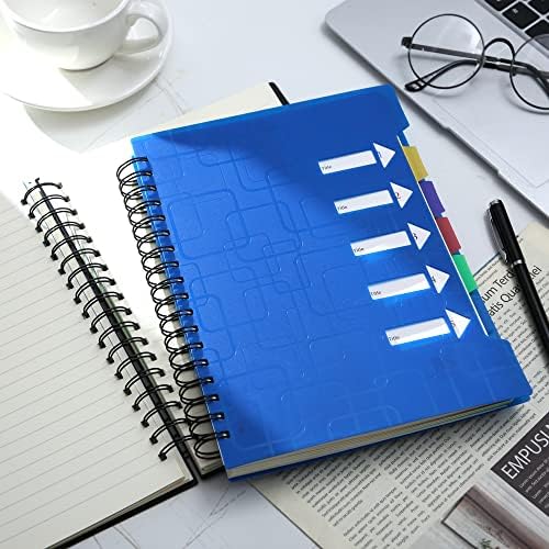 CAGIE Spiral Notebook 5x7 5 Subject Notebook with Dividers, Blue