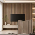 5 Pack Large Wood SlatWall Acoustic Panels for Wall 47.2 x 23.6 x 0.4 Inch Soundproof Sound Absorbing Decor Panels Wood Veneer Panels for Living Room Bedroom Home Studio Office Decor (Walnut, 5 Pack)
