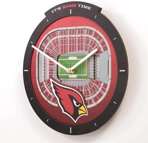YouTheFan NFL Arizona Cardinals StadiumView 3D Wall Clock