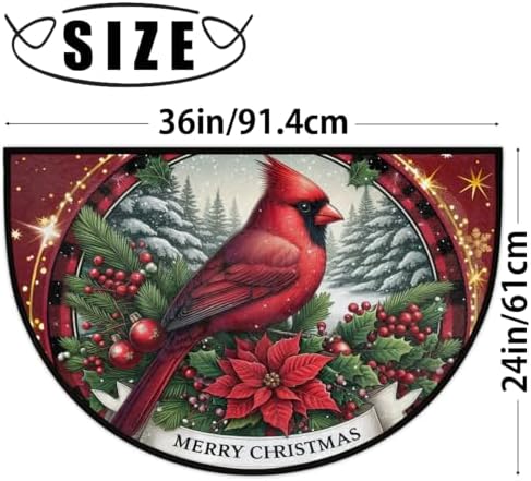 Christmas round red leader Half Round Door Mat Non Slip Washable Semi Circle Area Rug Absorbent Soft Half Moon Rug Floor Mat for Indoor Outdoor Kitchen Bathroom Patio Front Door Mat Decor,a-67