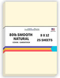 25 Natural Smooth Card Stock Sheets Paper - 9 X 12 Inches Frame and Sketch Pad Size - 80# (80 lb/pound) Cover Weight - Quality Paper - Smooth Finish