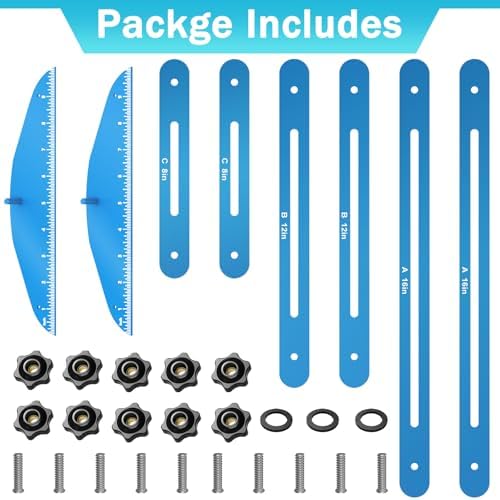 Stair Treads Gauge Template Tool Stair Tread Jig 11-60 inch Length Adjustable Measuring Stair Tread Template Tool Stair Gauge Set for Stairs, Risers, Shelf and Cutting Drywall (Blue)