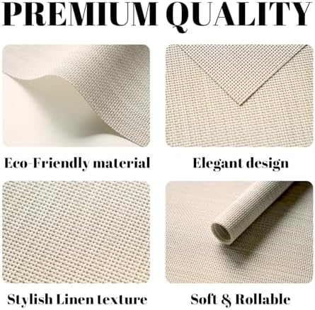 Placemats Set of 8 Vinyl/Plastic Woven Place Mats for Kitchen Table Indoor/Outdoor Washable Placemat Wipeable Dining Table Mats (Beige,8)