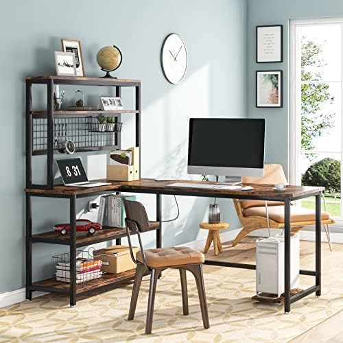 Tribesigns 55" Computer Desk Large Office Desk Study Table (Brown)