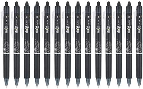 Pilot FriXion Clicker Erasable Gel Pens, Fine Point (0.7mm), Black Ink, 14-Pack - Refillable, Smooth Writing Pens for School, Journaling, and Office Use