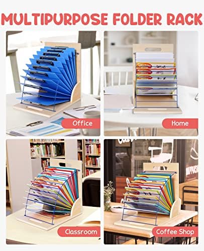 GAMENOTE 2 Pack Clipboard Holder Stand, Wood and Metal Rack for Classroom