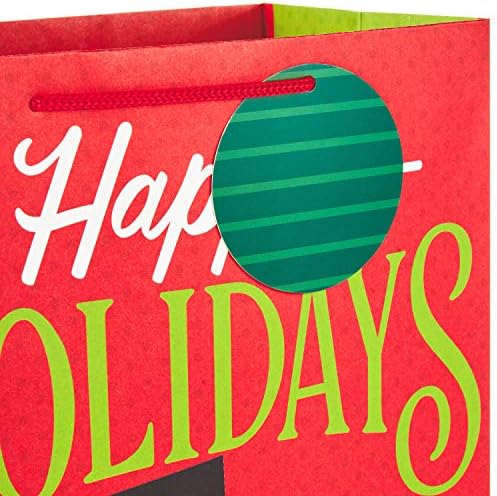 Hallmark Holiday Gift Bag Assortment (8 Gift Bags: 3 Small 6", 3 Medium 9", 2 Large 13") Red, Green and Blue Ornaments, Let It Snow, Happy Holidays with Snowman and Christmas Trees (Pack of 2)