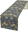 William Morris Floral Table Runner,Flowers Botanical Printed Table Runner for Home Kitchen Dining Table Decoration,13x90 Inch Strawberry Thief