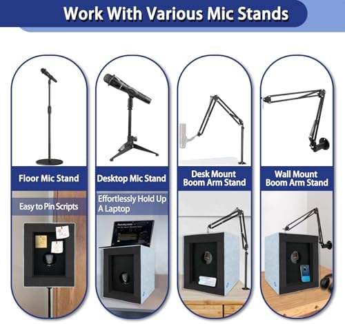 TroyStudio Enclosed Vocal Booth, Portable Microphone Isolation Shield, Foldable Reflection Filter with Acoustic Foam & Panels, Recording Sound Box Home Studio Equipment for Podcast Music Voice Over