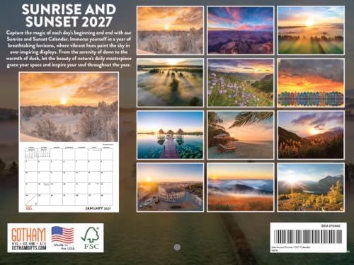 Sunrise and Sunset Calendar 2027 Monthly Wall Calender 12 Month