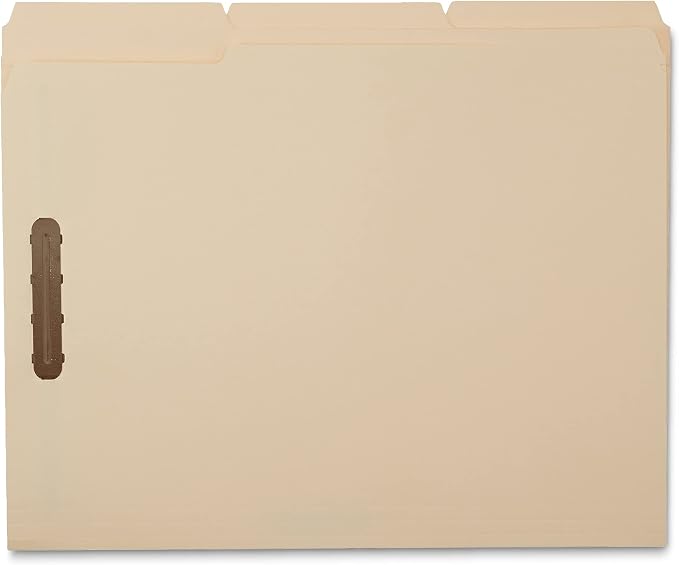 Amazon Basics Manila File Folders with Fasteners, 1/3 Cut Reinforced Tab, Letter Size, Expandable, Document Organizer, Beige, 50-Pack