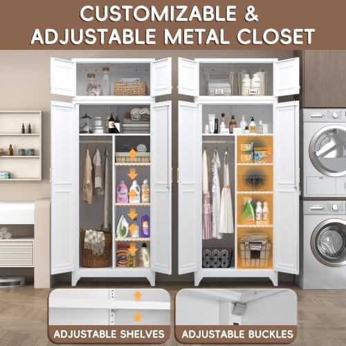 SteeLoong Armoire Wardrobe Closet,86" H Wardrobe Cabinet with Locking Doors