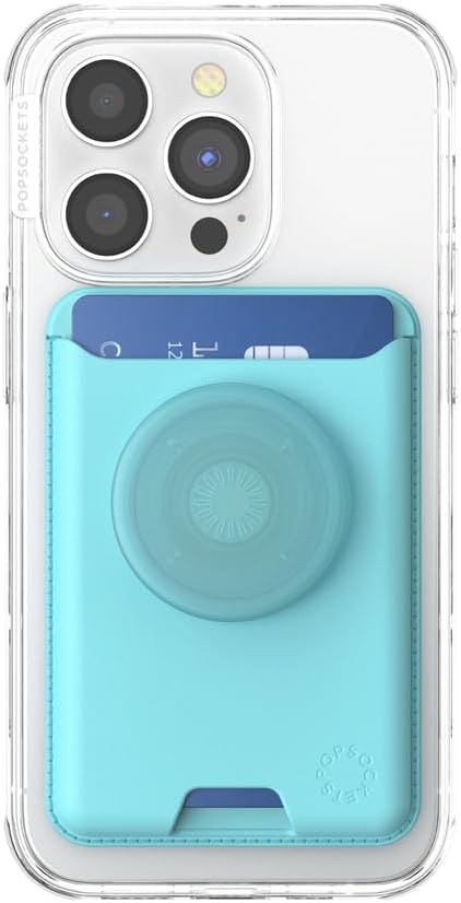 PopSockets Phone Wallet for MagSafe with Grip- Butterfly Pea Blue | PopWallet, Holds 3 Cards, Magnetic, Removable, Secure, Light Blue, Baby, Winter, Snowflake