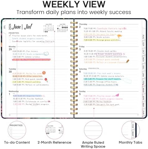 Planner 2026-2027, Weekly & Monthly Academic Calendar, Jul 2026 – Jun 2027