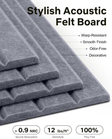 48" x 36" Large Cork Bulletin Board Tiles, Peel and Stick Felt Wall Panels for Vision, Message Center, Picture and Prayer Board for Office, Dorm, Room and Desk Decor(Soft Gray)