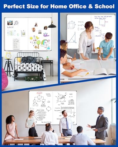 XBoard Magnetic Dry Erase Board 48 x 36 Inch, 4' x 3' Foldable White Board for Wall with Marker Tray, Silver Aluminum Frame Folding Message Presentation Board