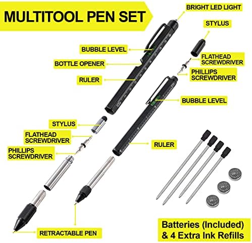 11 in 1 Multitool Pen Set, Black, 2 Pack