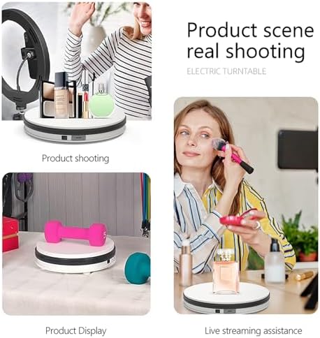 YVV Motorized Rotating Display Stand White 9.8 Inch, 360° Electric Turntable Platform for Photography, 3D Scanning & Product Showcases, Jewelry, Collectibles，22 lbs Load, USB Wired Power