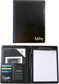 Leather Portfolio Binder for Business use, Document Organizer with Smart Storage, Calculator, Writing pad, – padfolio All in one, Professional Binder Portfolio for Women and Men with Name