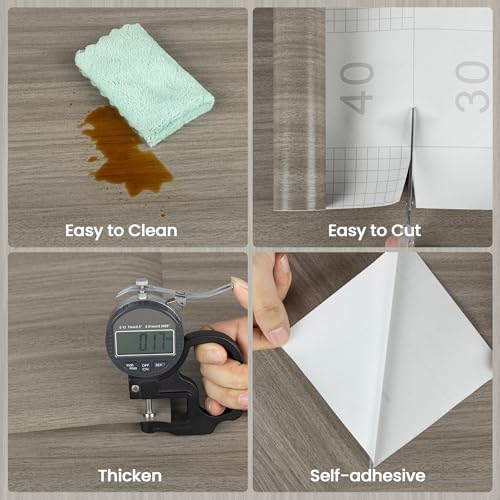 Abyssaly Peel and Stick Wallpaper Grey Wood Contact Paper Decorative Self-Adhesive Film for Surfaces Easy to Clean Thickening Upgrade Increase Stomata and Reduces Bubble Generation 15.7 in X 196 in
