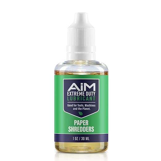 PlanetSafe Lubricants AiM Paper Shredder Oil/Lubricant - 1 oz - Reduces Friction & Noise, Keeps Blades Sharp, Water-Repellent - Ideal for Paper Shredders, Shredding, No Sheets - Made in The USA!