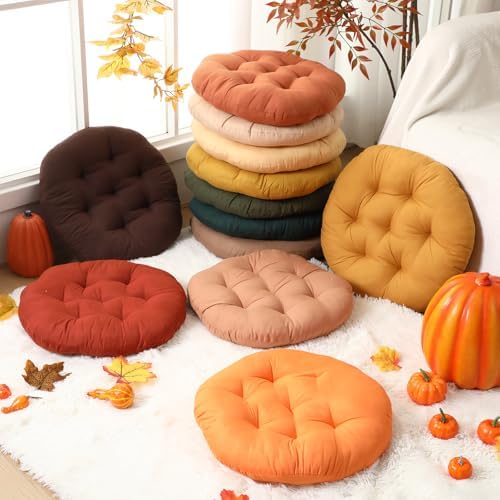 Fumete 12 Pcs Round Floor Pillows Cushions Seating 16 x 16 Inches Floor Round Cushions for Kids Toddlers Flexible Reading Chair Pillows for Classroom Home School Playing Supplies(Warm Color)
