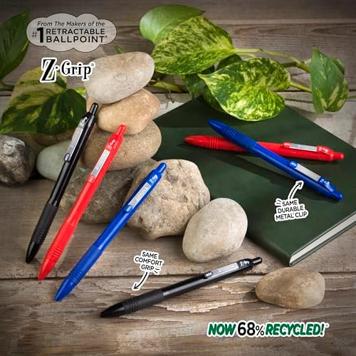 Zebra Pen Z-Grip Recycled Ballpoint Pen, Black Ink, 0.7mm, 12-Pack