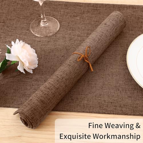 Homaxy Cloths Placemats for Dining Table Set of 6, 13" x 19", Brown