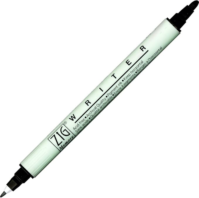 Zig WRITER 12 Colors Set, 0.5mm, 1.2mm, Dual Tip, Waterproof and Smudge proof when dry, Archival Quality, No mess, Photo-Safe, Acid Free, Lightfast, Odourless, Xylene Freeing, Made in Japan