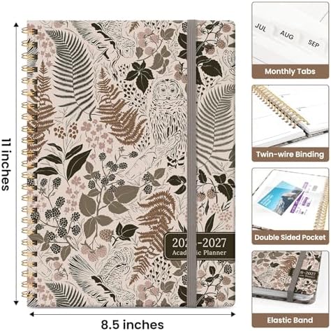 Planner 2026-2027, Jul 2026-Jun 2027 Academic Monthly & Weekly Planner | 8.5" x 11" Hardcover Pretty Calendar Planner for Women, Spiral Organizer for School Office Home Supplies, Magical Forest