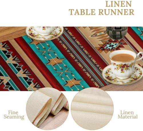 Aztec Southwest Table Runner,Ethnic Style Design Geometric Table Runners Dresser Scarves Table Setting Decor for Garden Farmhouse Wedding Party Holiday Dinner Home 13x120 Inch