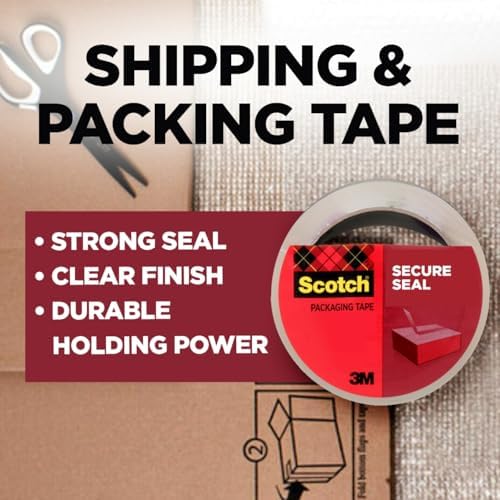 Scotch Secure Seal Packaging Tape, 6-Count, 1.88 in x 54.6 yd (Pack of 6)