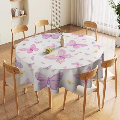 Pink Butterfly Tablecloth, Colorful Watercolor Purple Butterfly Table Cover for Home Kitchen Dining Room Indoor Outdoor Picnic Holiday Party Decor, 50x50in