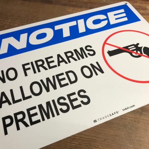 TRADESAFE No Firearms Allowed Sign - Office Sign, Business Sign, Quick Install Aluminum Safety Sign, Light Reflective, UV-Resistant, Waterproof, 14” X 10” No Firearms or Weapons Sign