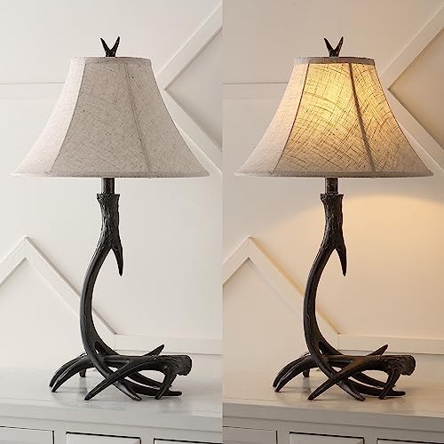 JONATHAN Y Antler Table Lamp Rustic Farmhouse Lodge 27.5" Resin, Black