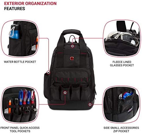 SwissGear Tool Bag Backpack, Fits Up to 15-Inch Laptop, Work Pack, Black
