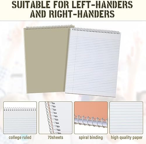 Maitys 6 Pcs Steno Spiral Notebooks, Stylish Color, Classic Style