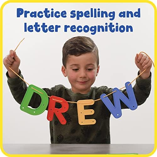 READY 2 LEARN Lacing Alphabet | Uppercase | 26 Letters | 8 Laces | Threading Toy for Kids | Fine Motor Toy | Letter Recognition and Early Spelling