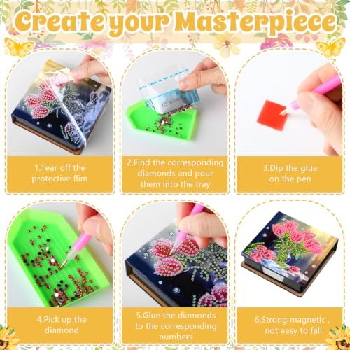 Saillong 4 Pcs Christmas Flower Diamond Art Note Box Diamond Painting Box