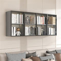 Wall Hanging Lateral Filing/Vertical Timber Wall Unit Transparent Glass Door Shelf Wall-Mounted Wood Bookcase Action Figure Model Storage Cabinet Display Case Grey 63" L x 10" W x 26" H