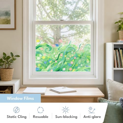 ADD.HERES Stained Glass Window Film, Window Film Decorative, 17.5 x 78.7 in